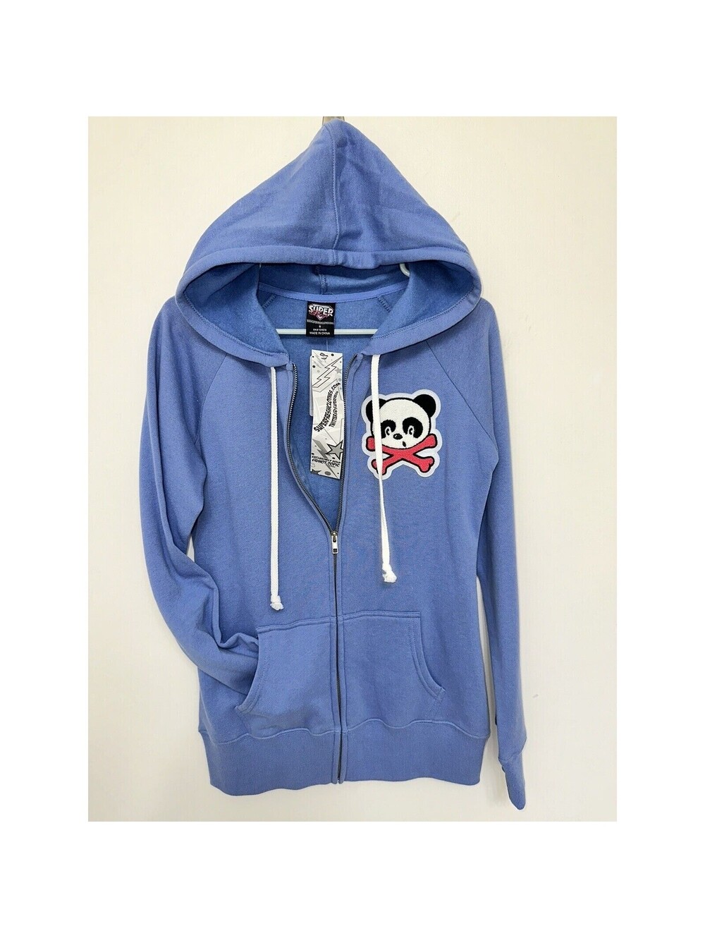 NEW Superfresh Panda & Crossbones Womens Full Zip Hoodie Hoodie Sweatshirt Small